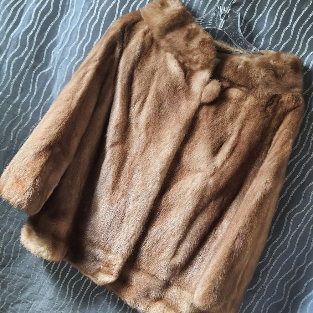 VTG Jordan Marsh Florida Autumn Haze Mink Fur Coat Wome Sz Med Stroller Jacket